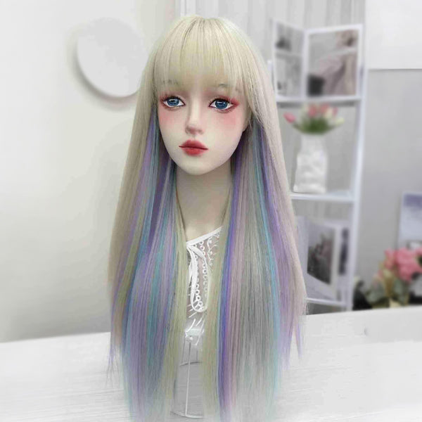 rainbow colored wig  KF11093