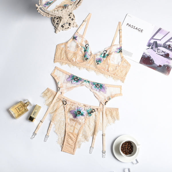 Lace Embroidered Lingerie Set  KF70068
