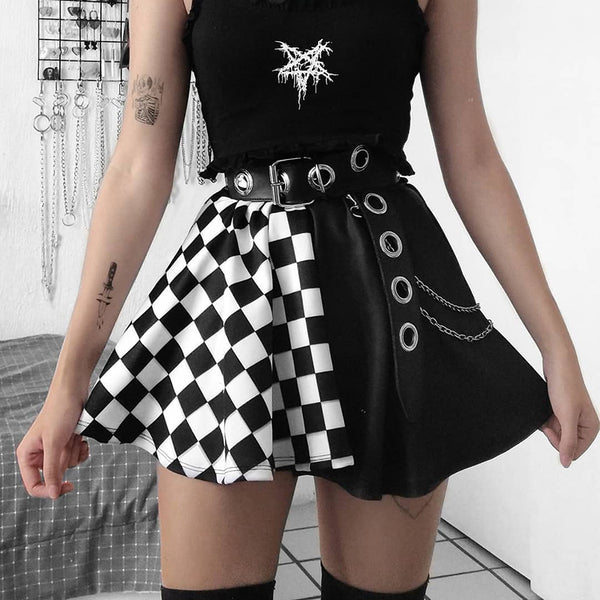 punk black and white skirt  KF70330