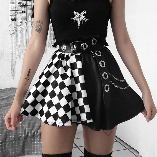 punk black and white skirt  KF70330