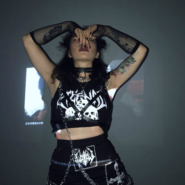 SKULL CROPPED VEST   KF83938