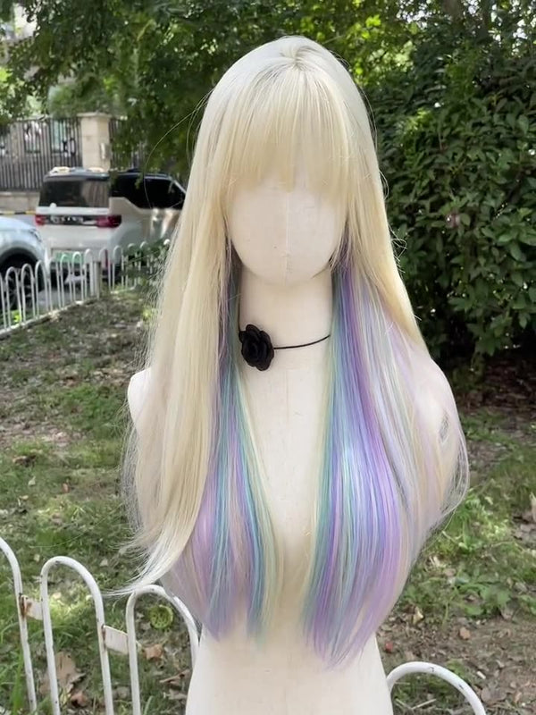 rainbow colored wig  KF11093
