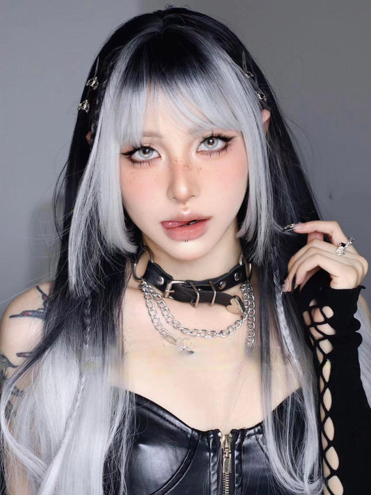 Silver and black gradient wig KF11181