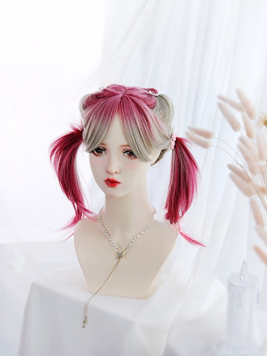 Lolita khaki pink wig  KF11049