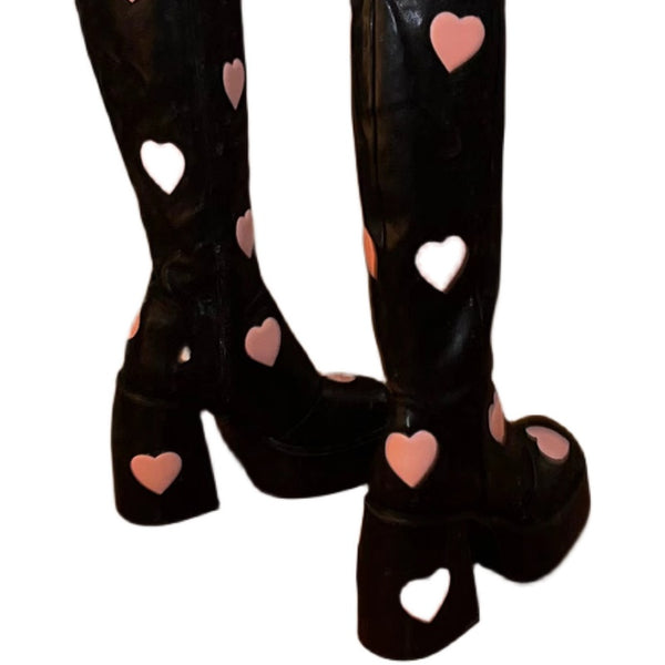 black heart high heel boots  KF83809