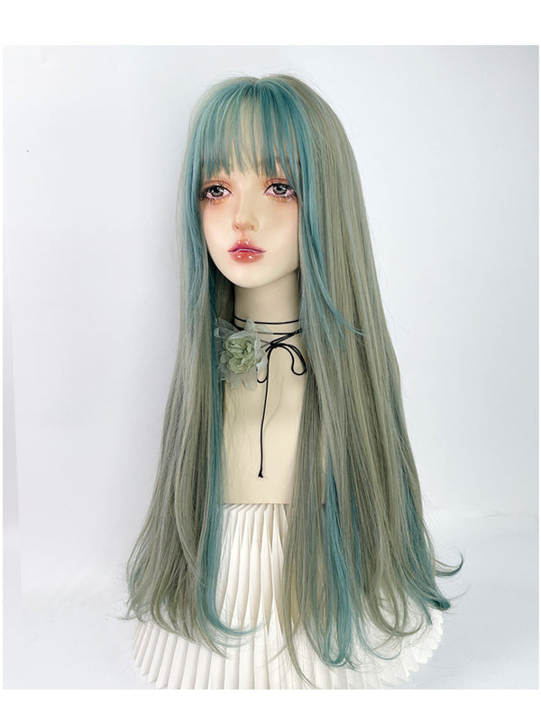 Green long roll wig KF90501