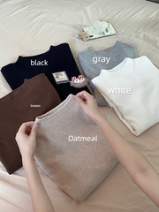 Solid color high collar sweater  KF70556