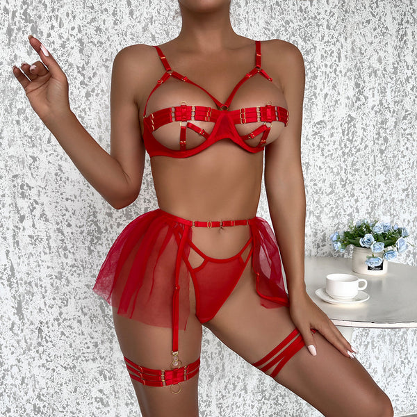 Pink Hollow Underwear Set KF70377
