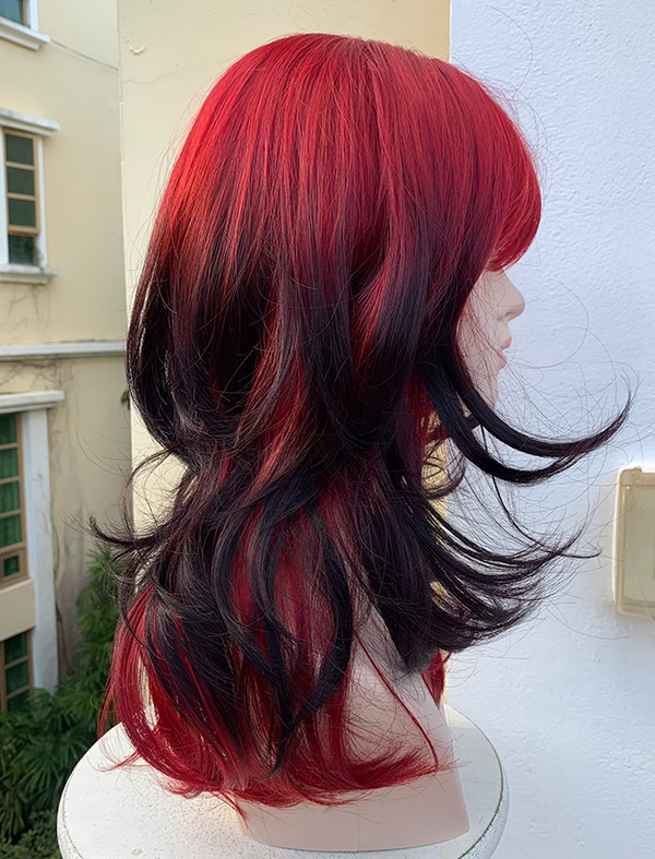 Red and black gradient wig  KF11225