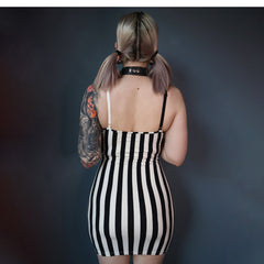 Black Striped Slip Dress  KF70312