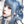 Blue long straight wig KF90497