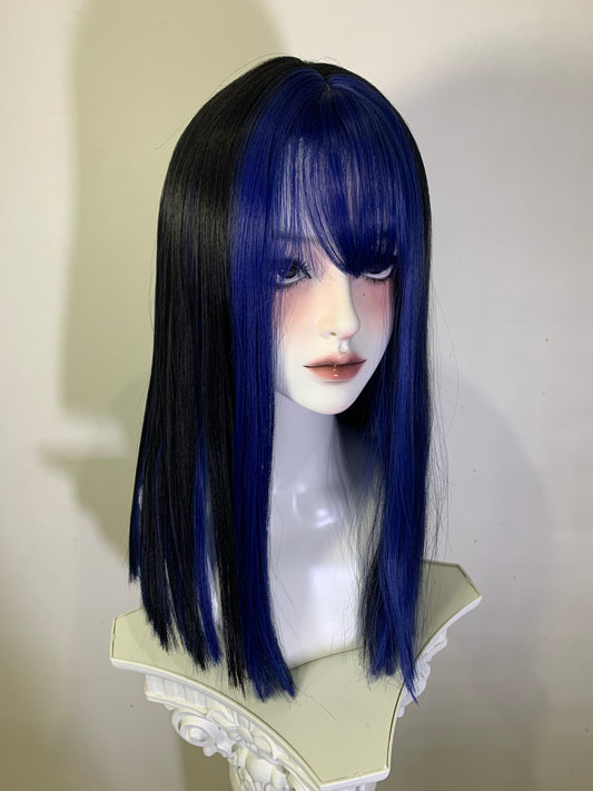 Black and blue wig  KF11033