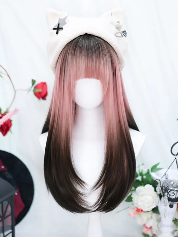 Pink brown gradient wig  KF11294