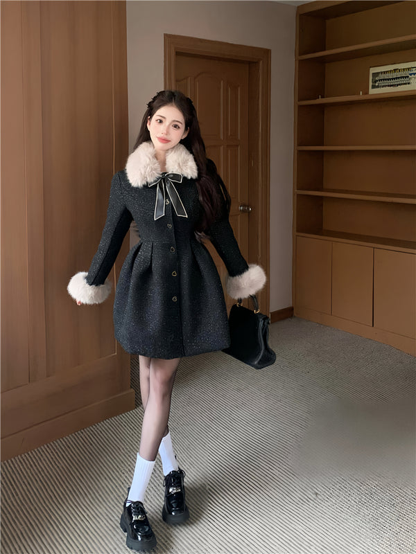 furry bow dress  KF70554
