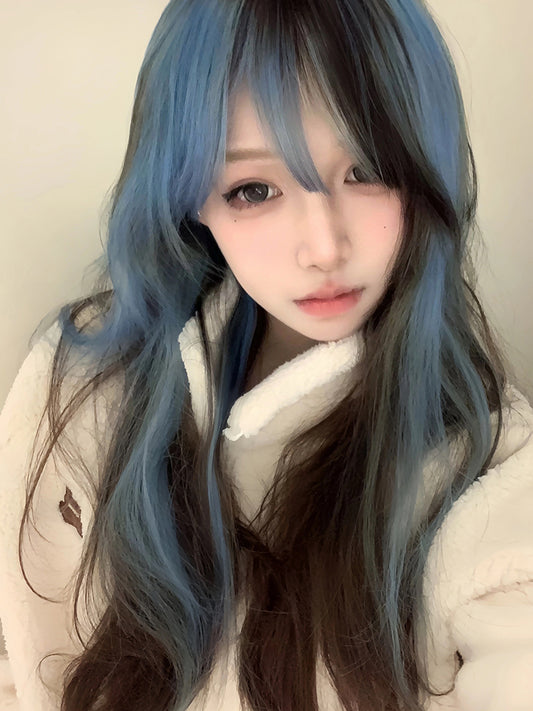 y2k blue brown wig KF11130