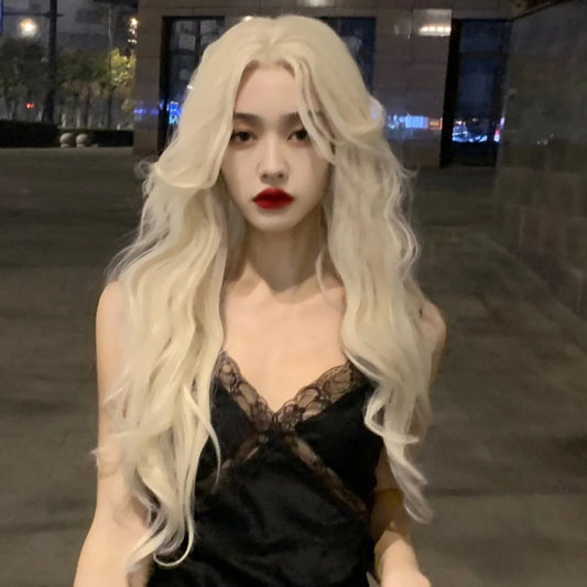 Lolita White Long Straight Wig  KF82828