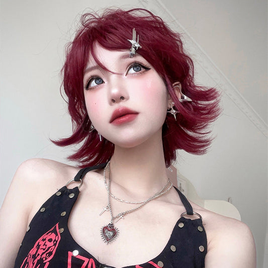 red short curly wig  KF70158