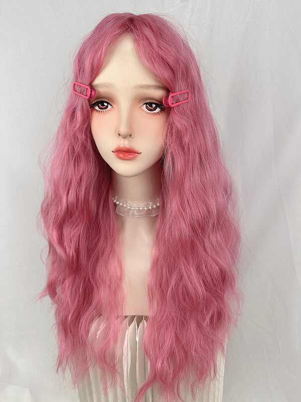 pink long curly hair  KF11022