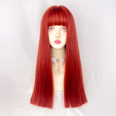 RED LONG STRAIGHT WIG KF82207
