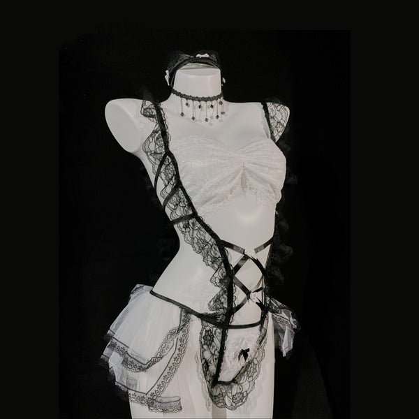 Black silk temptation suit  KF83929