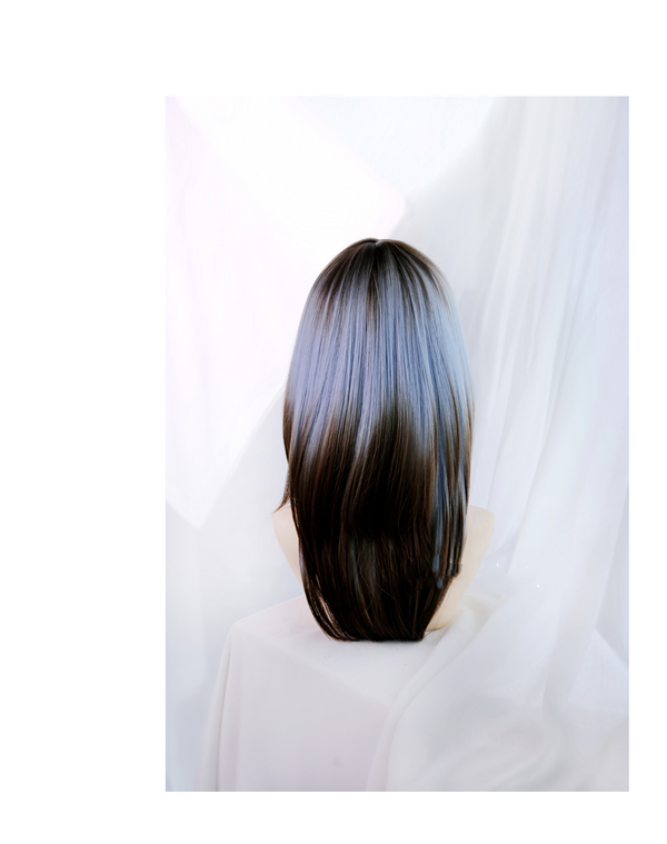 Blue Brown Gradient Long Straight Wig  KF70125