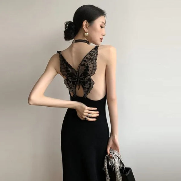 Black Lace Bow Dress  KF70048