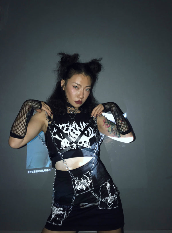 SKULL CROPPED VEST   KF83938