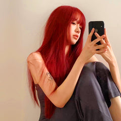 RED LONG STRAIGHT WIG KF82207