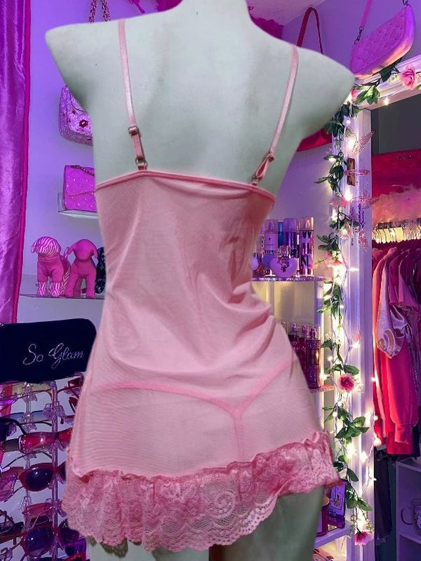 pink lace dress  KF705854