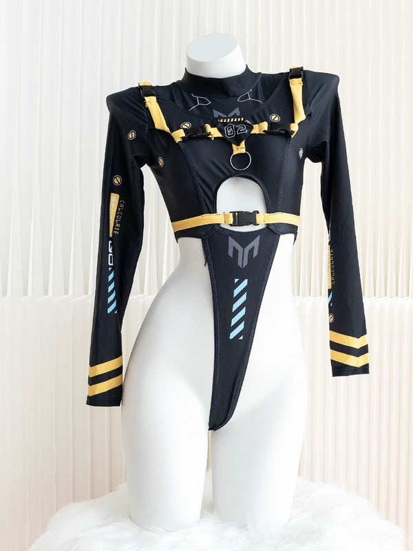 printed mechanical jumpsuit  KF11301