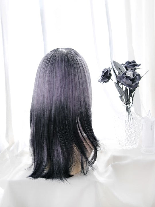 Black and purple gradient wig KF11047