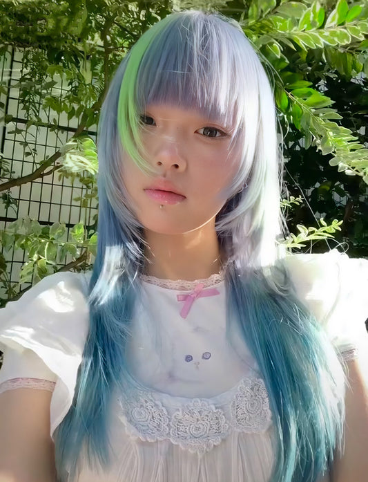 Blue gradient green wig  KF11162