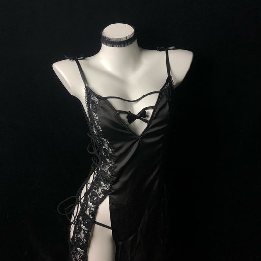 black suspender nightdress  KF83980