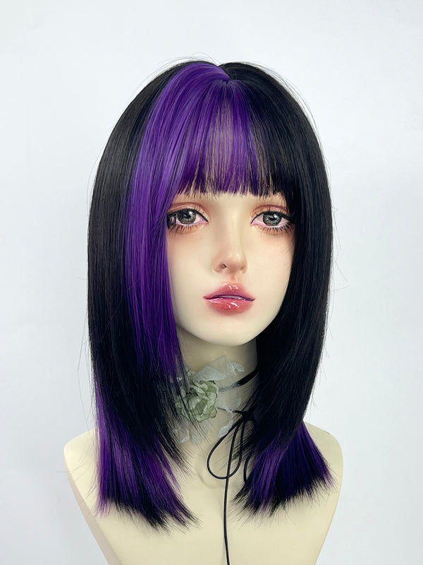 Black and purple wig KF11139