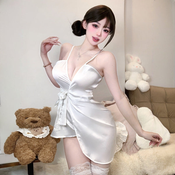 Deep V-neck suspender   dress   KF14692