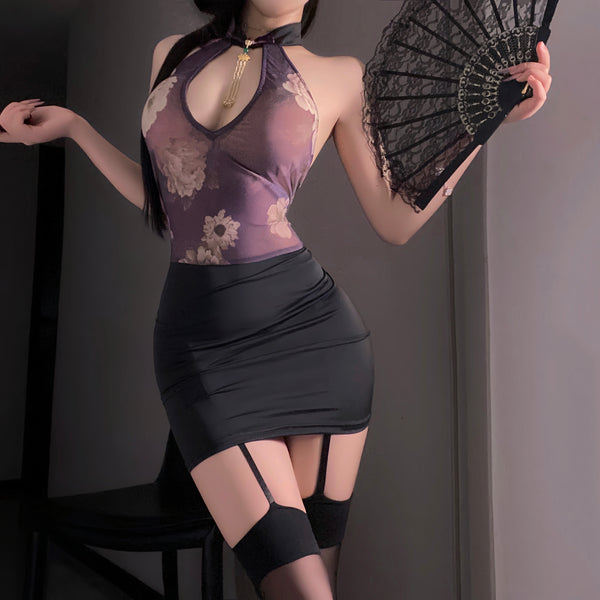 Purple cheongsam   KF14695