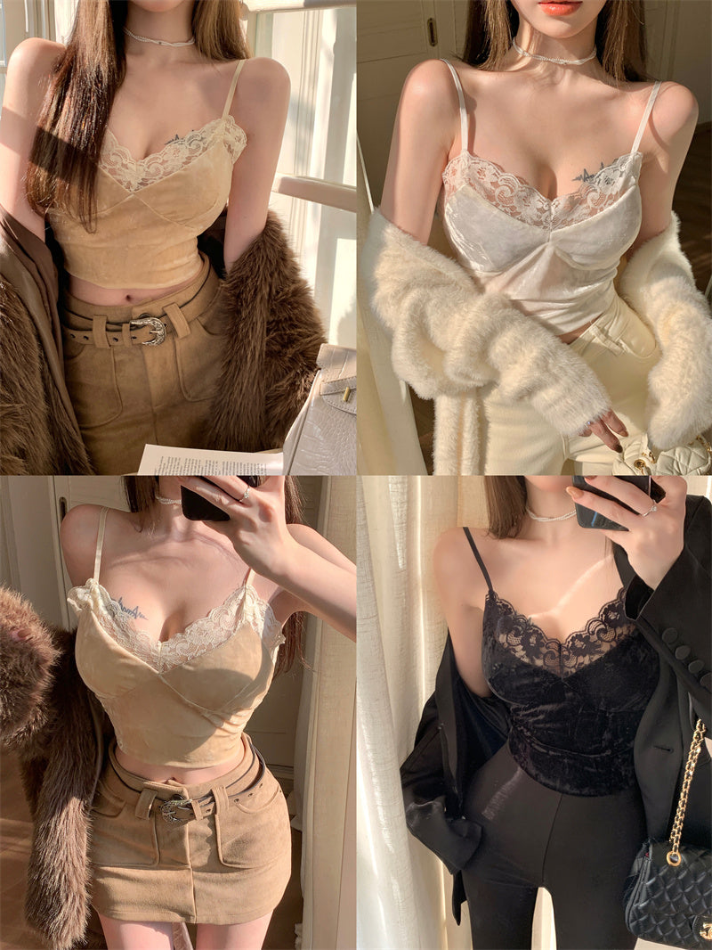Lace velvet suspender belt   KF70559