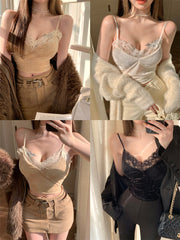 Lace velvet suspender belt   KF70559