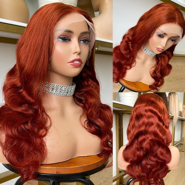 Front lace Orange long curly hair  KF11160