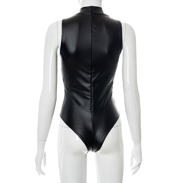 Bundle sleeveless leather bodysuit  KF83705