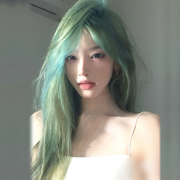 Green long roll wig KF90501