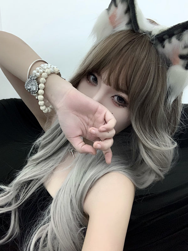 Gray Gradient Long Curly Wig  KF70126