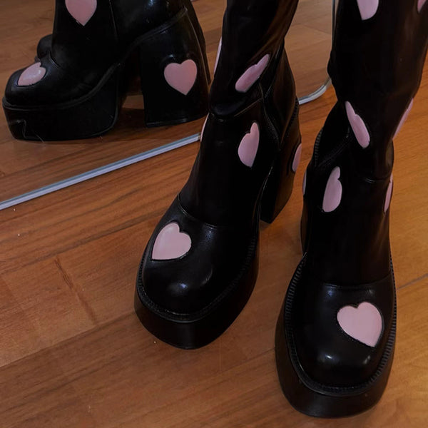 black heart high heel boots  KF83809