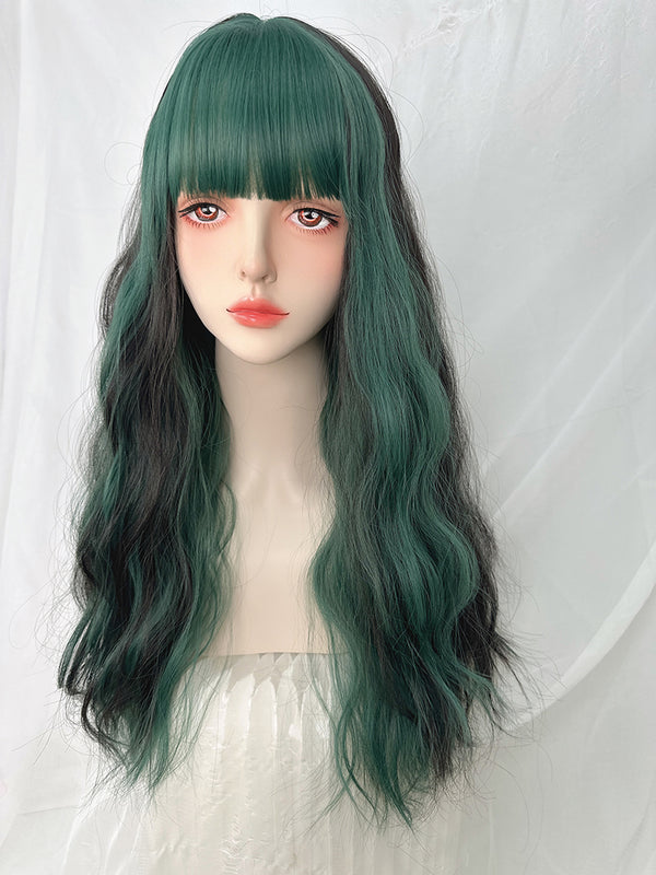 Black and green wig KF11035