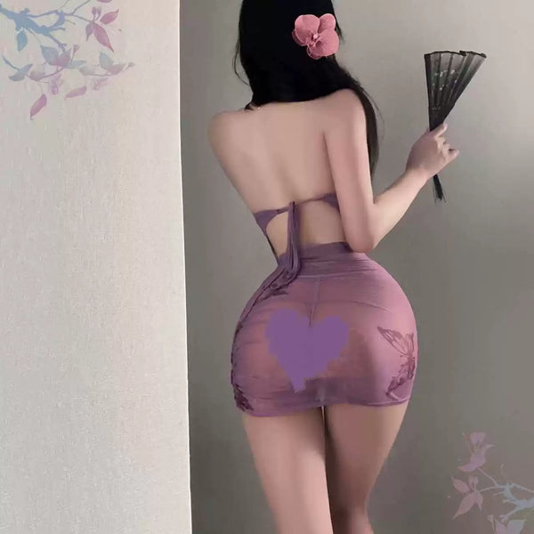 Purple cheongsam KF14687