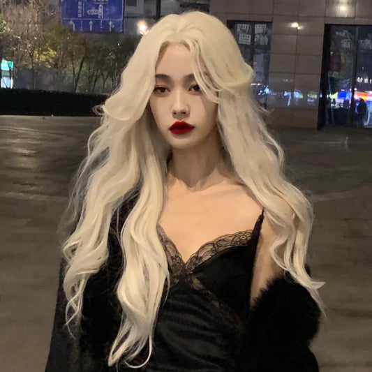 Lolita White Long Straight Wig  KF82828