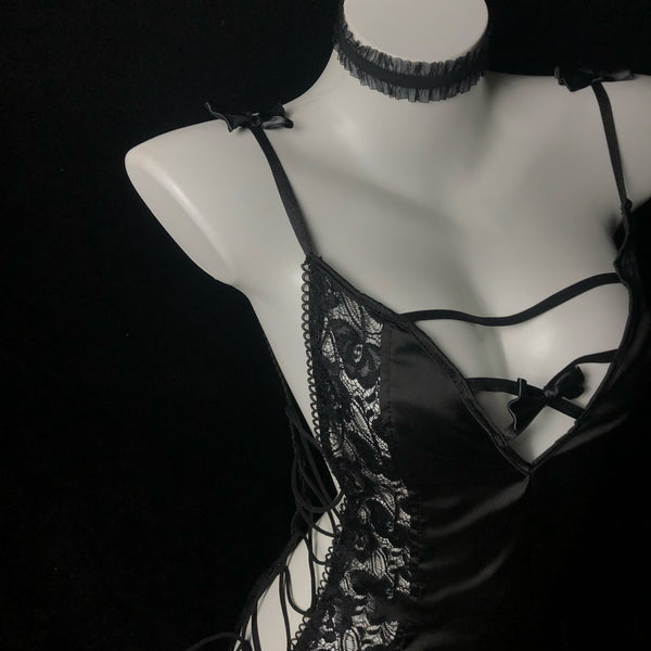 black suspender nightdress  KF83980