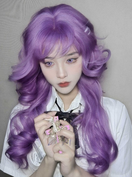 Purple long curly wig  KF11111