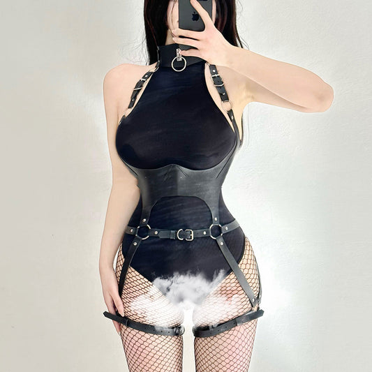 PU Belt + bodysuit Two-piece Set  KF70281