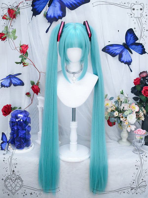 Cyan long cosplay wig   KF11291